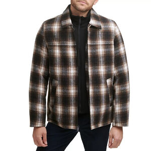 Men's Dockers Wool Blend Water Resistant Jacket Plaid Design Size Large NWT